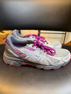 Asics Gel Venture 6 Womens Size 10 Gray Purple Athletic Running Shoes Sneakers